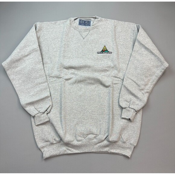 Vintage Sprint Sweater Mens XL Grey Pullover Sweatshirt USA Made Deadstock 90s - Picture 1 of 16